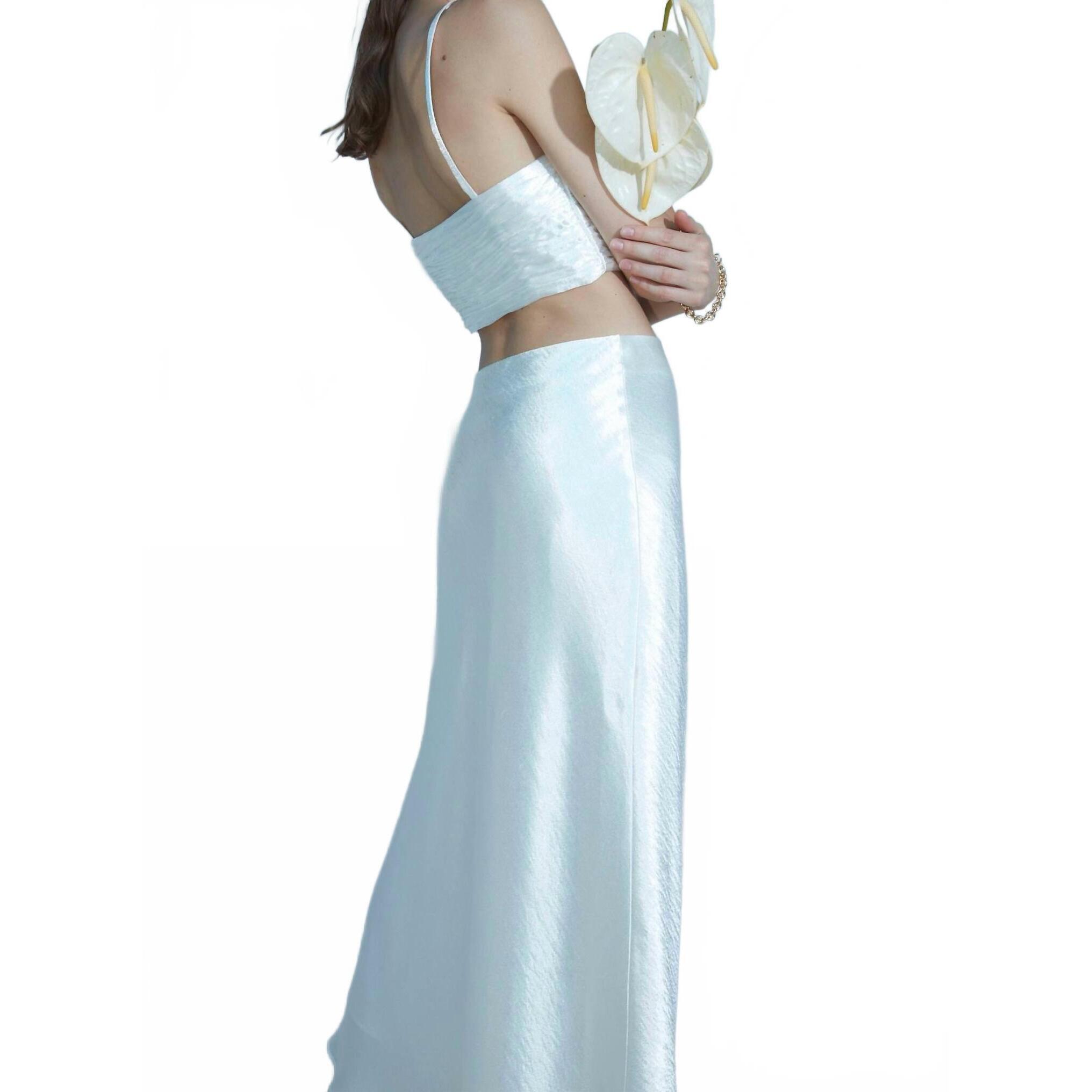 New Aiifos Linda Slip Skirt In Metallic White — image 3 of 4